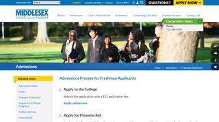 
                            10. Freshman Applicants | Admissions - Middlesex County College