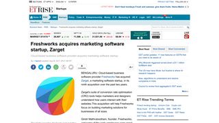 
                            8. Freshworks acquires marketing software startup, Zarget - The ...