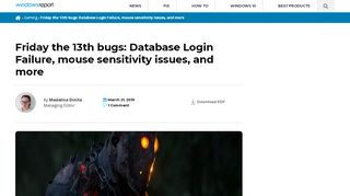 
                            12. Friday the 13th bugs: Database Login Failure, mouse sensitivity ...