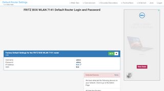 
                            4. FRITZ BOX WLAN 7141 Default Router Login and Password