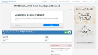 
                            10. FRITZ BOX WLAN 7170 Default Router Login and Password