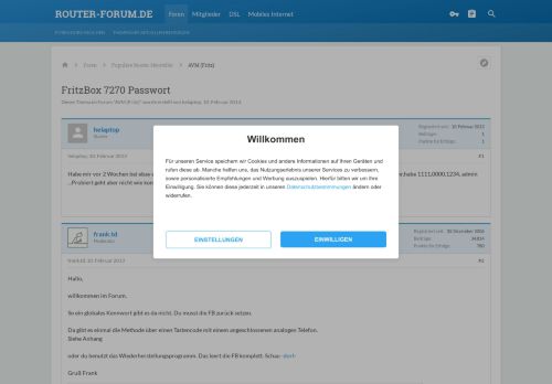
                            3. FritzBox 7270 Passwort - auf Router-Forum.de
