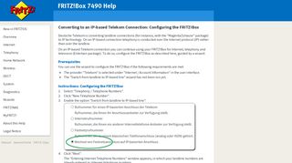 
                            12. FRITZ!Box 7490 Help - Converting to an IP-based Telekom ...