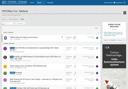 
                            8. FRITZ!Box Fon: Telefonie | IP Phone Forum