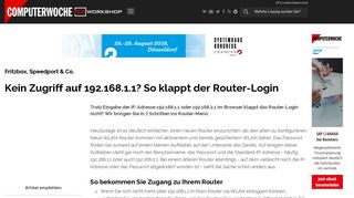 
                            6. Fritzbox, Speedport & Co.: Kein Zugriff auf 192.168.1.1? So klappt der ...