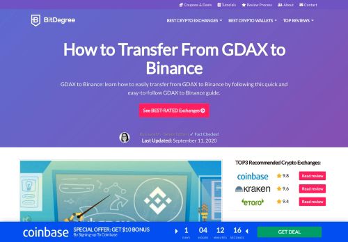
                            8. From GDAX to Binance: Learn How to Transfer Your Funds - BitDegree