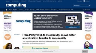 
                            12. From PostgreSQL to Riak: NoSQL allows meter analytics firm Temetra ...