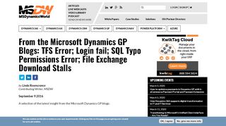 
                            12. From the Microsoft Dynamics GP Blogs: TFS Error; Login fail; SQL ...
