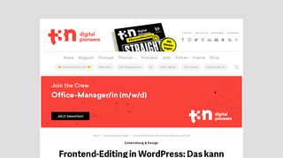 
                            3. Frontend-Editing in WordPress: Das kann Upfront | t3n – digital ...