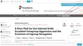 
                            4. Frontiers | A Price Paid for Our Internal Strife: Escalated Intragroup ...