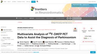 
                            6. Frontiers | Multivariate Analysis of 18F-DMFP PET Data to Assist the ...