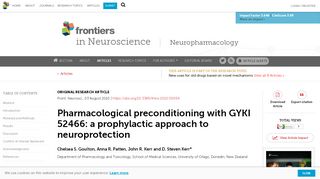 
                            12. Frontiers | Pharmacological Preconditioning with GYKI 52466: A ...