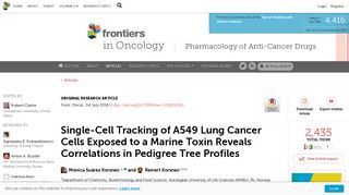 
                            11. Frontiers | Single-Cell Tracking of A549 Lung Cancer Cells Exposed to ...