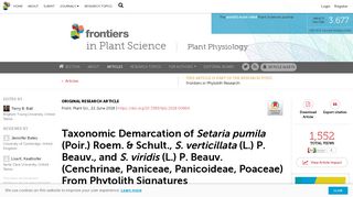 
                            8. Frontiers | Taxonomic Demarcation of Setaria pumila (Poir.) Roem ...