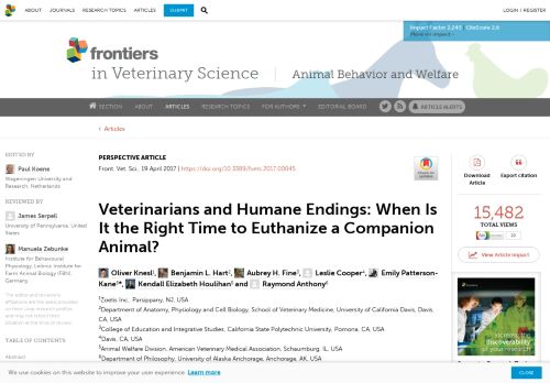
                            4. Frontiers | Veterinarians and Humane Endings: When Is It the Right ...