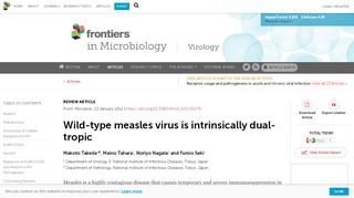 
                            11. Frontiers | Wild-Type Measles Virus is Intrinsically Dual-Tropic ...