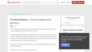 
                            12. Frontline Shoppers - Mystery Shopper Scam, Review 276271 ...