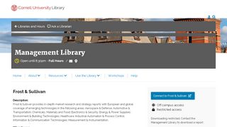 
                            6. Frost & Sullivan | Management Library | Cornell University