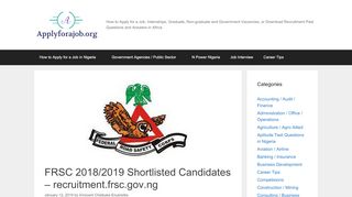 
                            8. FRSC 2018/2019 Shortlisted Candidates - recruitment.frsc.gov.ng ...