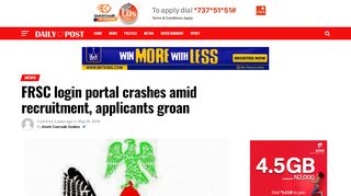 
                            13. FRSC login portal crashes amid recruitment ... - Daily Post Nigeria