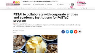 
                            13. ​FSSAI to collaborate with corporate entities and academic ...