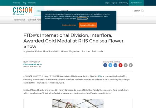 
                            7. FTD®'s International Division, Interflora, Awarded Gold Medal at RHS ...