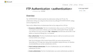 
                            1. FTP Authentication <authentication> | Microsoft Docs