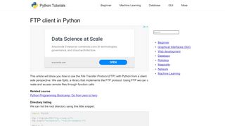 
                            5. FTP client in Python – Python Tutorial - Pythonspot