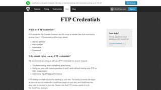 
                            9. FTP Credentials | VaultPress | Help