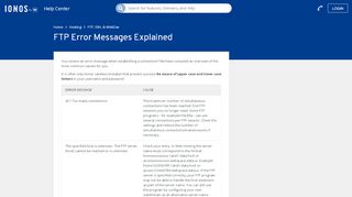 
                            6. FTP error messages explained - 1&1 IONOS Help