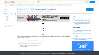 
                            11. FTP in C: 331 / 530 Please specify password - Stack Overflow