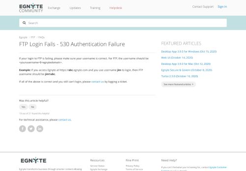 
                            11. FTP Login Fails - 530 Authentication Failure – Egnyte