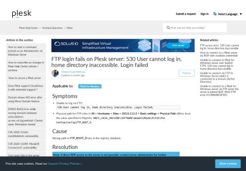 
                            8. FTP login fails: Error: 530 User cannot log in, home directory ...