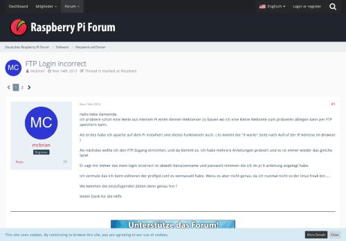 
                            3. FTP Login incorrect - Netzwerk und Server - Deutsches Raspberry Pi ...