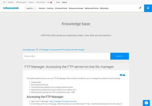 
                            13. FTP Manager: Accessing the FTP server/on-line file manager