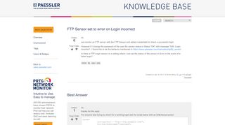 
                            12. FTP Sensor set to error on Login incorrect | Paessler Knowledge Base