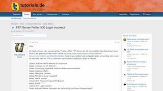 
                            4. FTP Server Fehler 530 Login incorrect | tutorials.de
