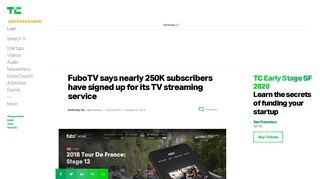 
                            11. FuboTV says nearly 250K subscribers have signed up for its TV ...