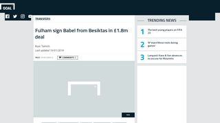 
                            7. Fulham transfer news: Ryan Babel signs from Besiktas in £1.8m deal ...