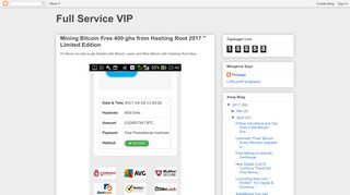 
                            11. Full Service VIP: Mining Bitcoin Free 400 ghs from Hashing ...