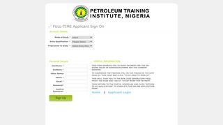 
                            3. FULL-TIME Application - Petroleum Training Institute - Sign up
