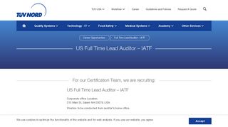 
                            9. Full Time Lead Auditor – TS / IATF - Career Opportunities | TUV USA