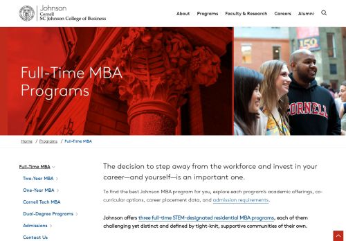 
                            1. Full-Time, Residential MBA Degree Programs | Cornell Johnson