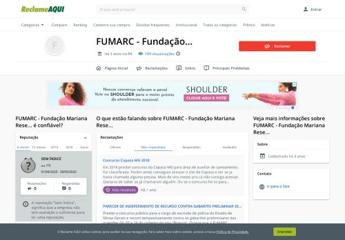
                            6. FUMARC - Fundação Mariana Resende Costa - Reclame Aqui