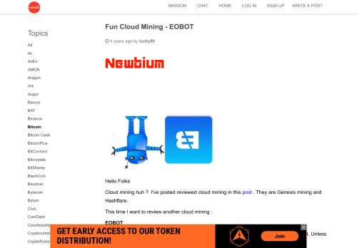 
                            9. Fun Cloud Mining - EOBOT • Newbium