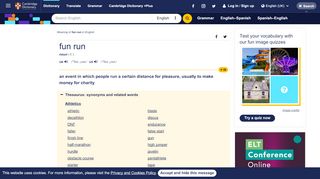 
                            13. FUN RUN | meaning in the Cambridge English Dictionary