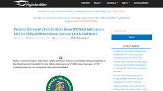 
                            11. FUNAI Admission List for 2018/2019 Session (1st Batch) - MySchoolGist