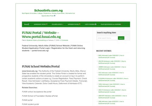 
                            13. FUNAI Portal / Website - Www.portal.funai.edu.ng - Schoolinfo.com.ng