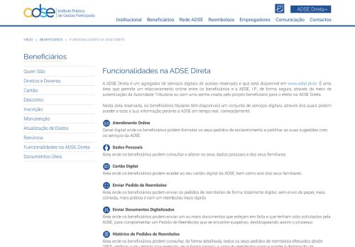 
                            6. Funcionalidades na ADSE Direta – ADSE