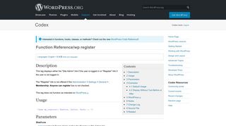 
                            3. Function Reference/wp register « WordPress Codex